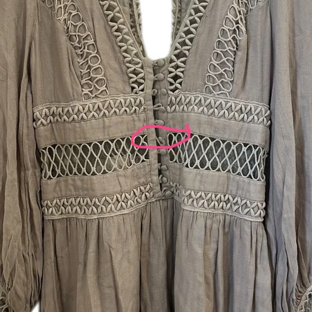 Free People Boho I think I love you Dress Taupe Women’s Size 6 - Picture 3 of 6